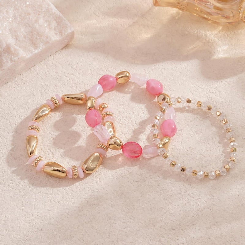 Aigrnc Boho Beaded Stretch Bracelets For Women Stackable Crystal Gold Plated Beaded Bracelets Set Trendy Handmade Friendship Braeclet Jewelry Gifts - Image 4